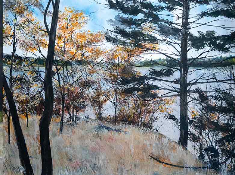 bluesky, lake, trees